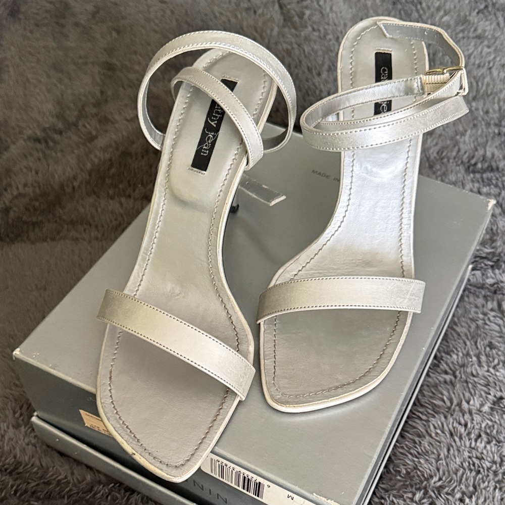 Cathy Jean Metallic Silver Heels